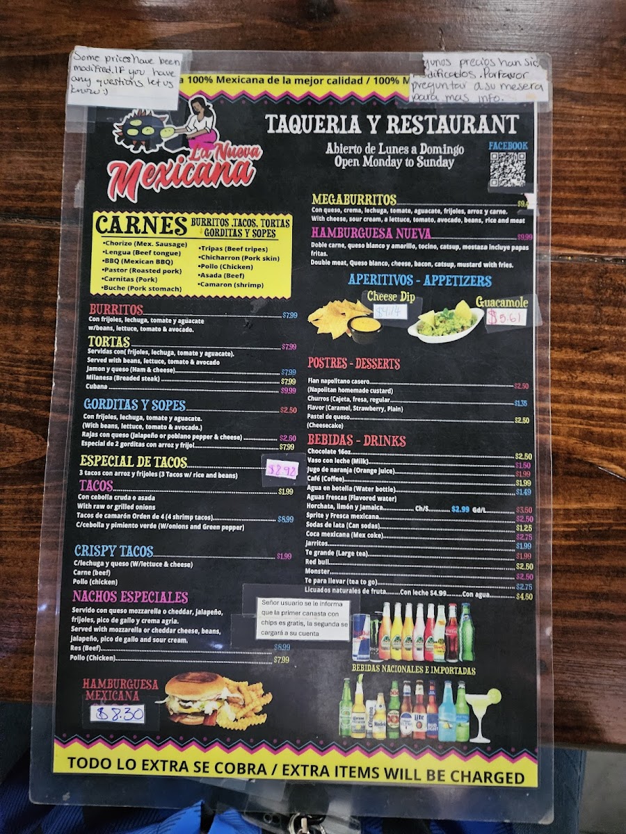 La Nueva Mexicana Menu - Image 1