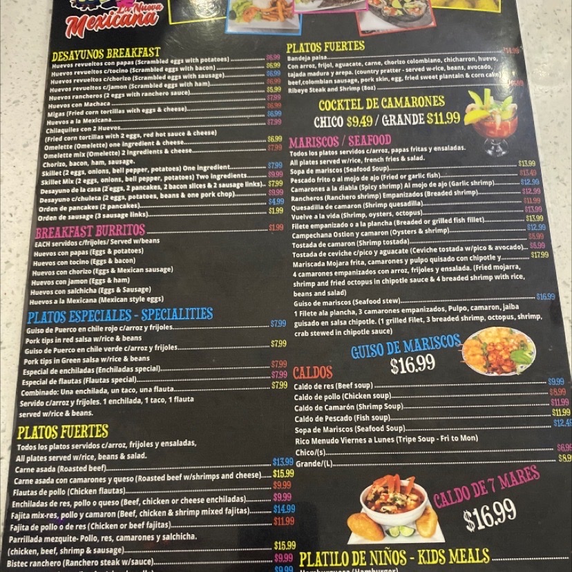 La Nueva Mexicana Menu - Image 5